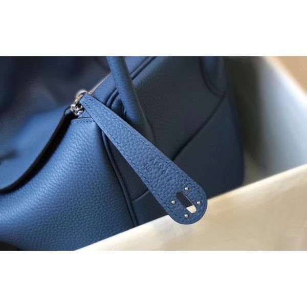 HERM Lindy 26cm Bag In Blue Agate Clemence Leather PHW