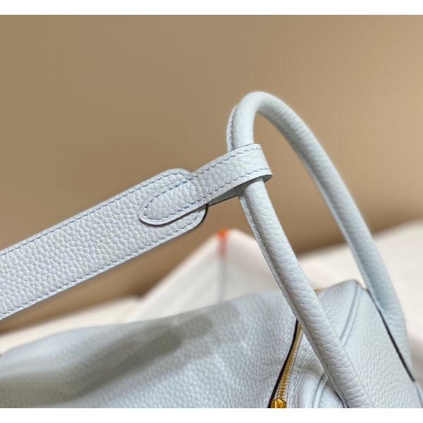 HERM Lindy 26cm Bag In Blue Brume Clemence Leather GHW