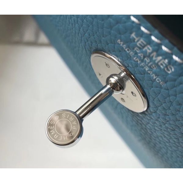 HERM Lindy 26cm Bag In Blue Jean Clemence Leather PHW