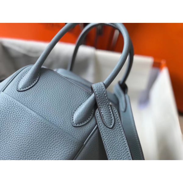 HERM Lindy 26cm Bag In Blue Lin Clemence Leather PHW