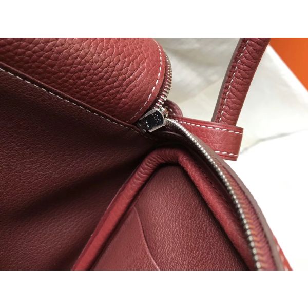 HERM Lindy 26cm Bag In Bordeaux Clemence Leather PHW