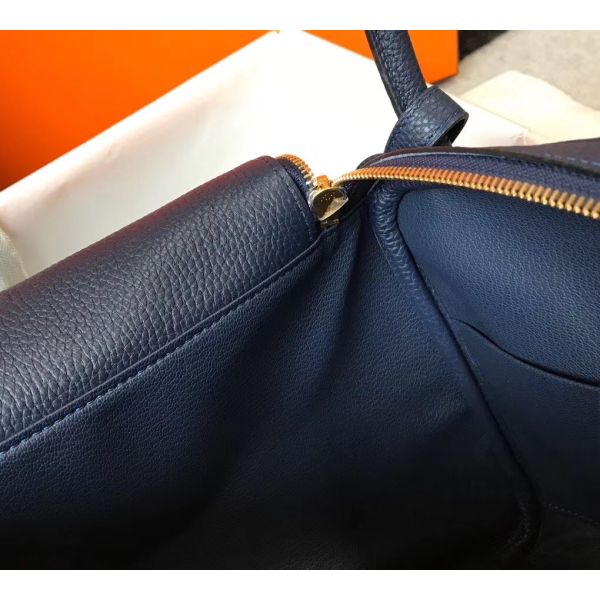 HERM Lindy 26cm Bag In Navy Blue Clemence Leather GHW
