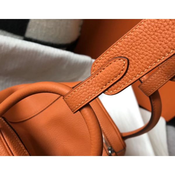 HERM Lindy 26cm Bag In Orange Clemence Leather PHW