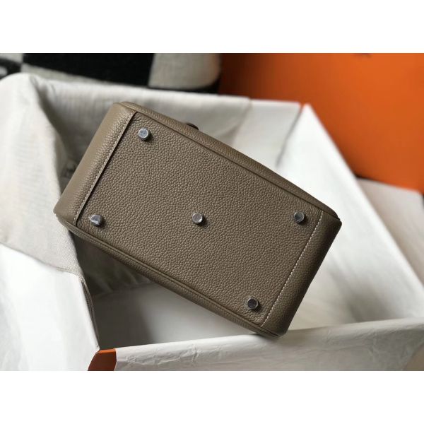 HERM Lindy 26cm Bag In Taupe Grey Clemence Leather