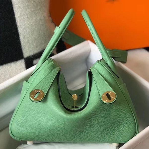 HERM Lindy 26cm Bag In Vert Criquet Clemence Leather GHW
