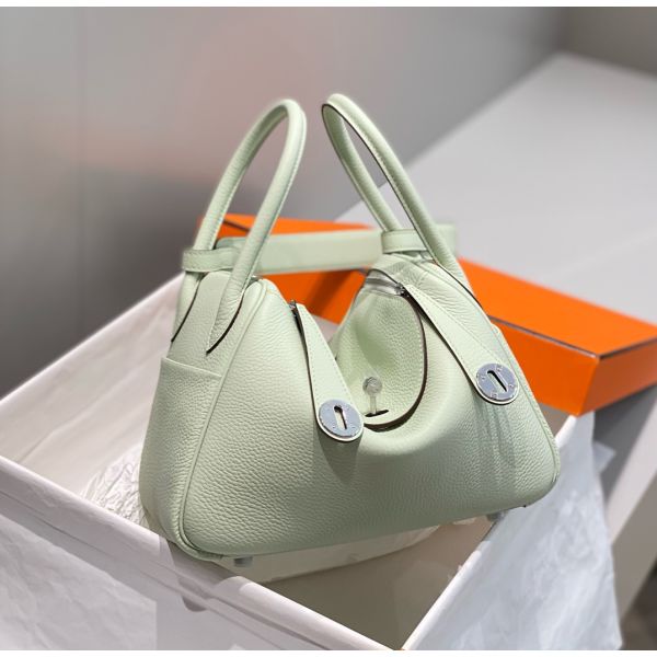 HERM Lindy 26cm Bag In Vert Fizz Clemence Leather GHW