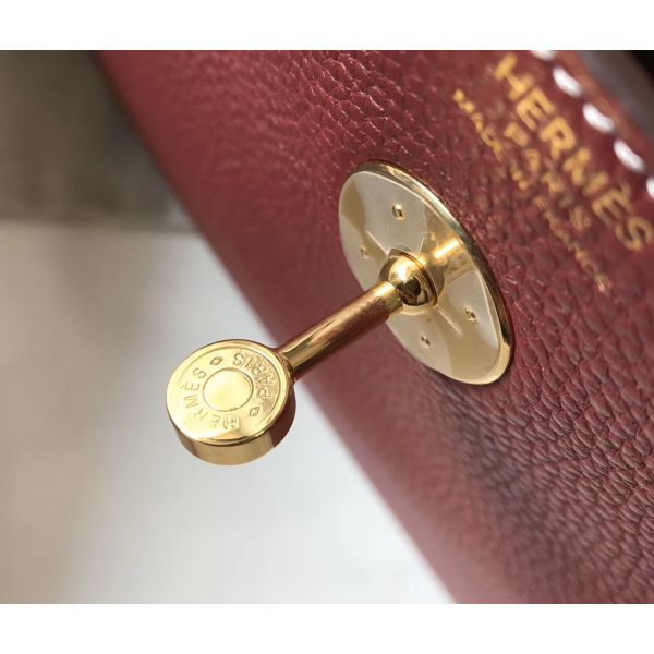 HERM Lindy 30cm Bag In Bordeaux Clemence Leather GHW