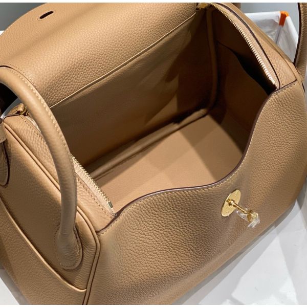 HERM Lindy 30cm Bag In Chai Clemence Leather GHW