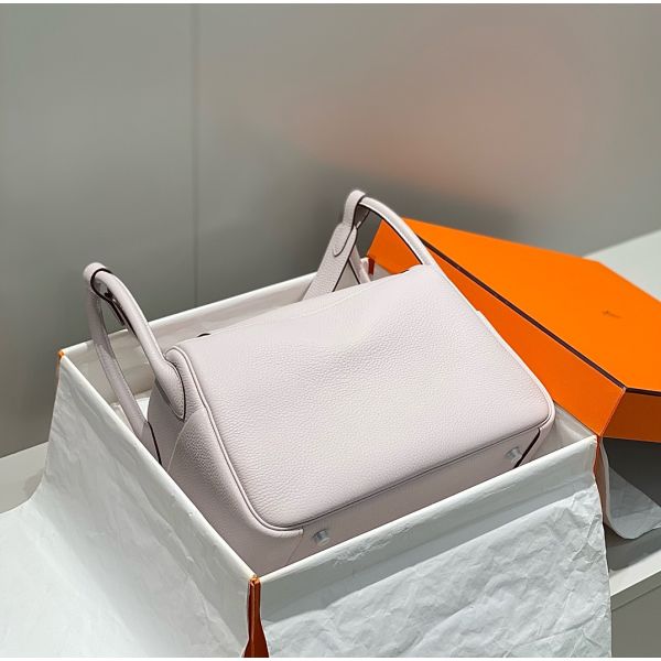 HERM Lindy 30cm Bag In Mauve Pale Clemence Leather PHW