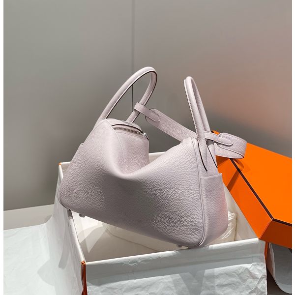 HERM Lindy 30cm Bag In Mauve Pale Clemence Leather PHW