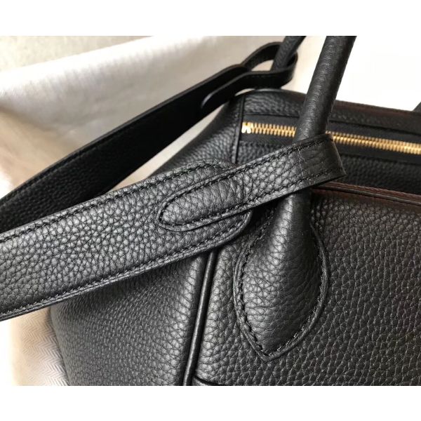 HERM Lindy 30cm Bag In Black Clemence Leather GHW