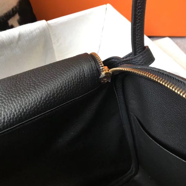 HERM Lindy 30cm Bag In Black Clemence Leather GHW