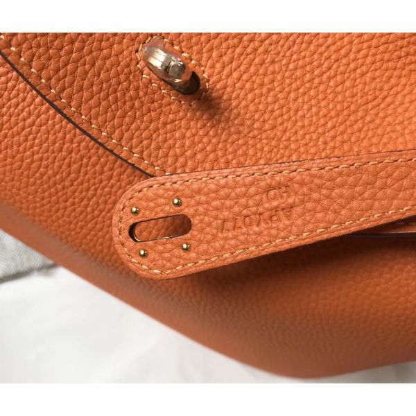 HERM Lindy 30cm Bag In Orange Clemence Leather GHW
