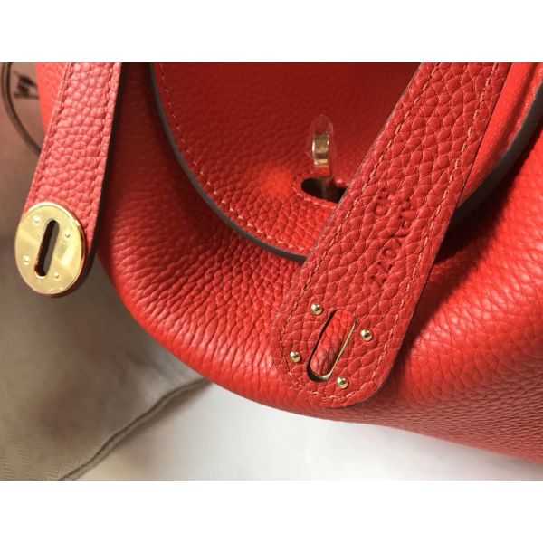 HERM Lindy 30cm Bag In Red Clemence Leather GHW