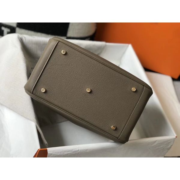 HERM Lindy 30cm Bag In Taupe Clemence Leather GHW