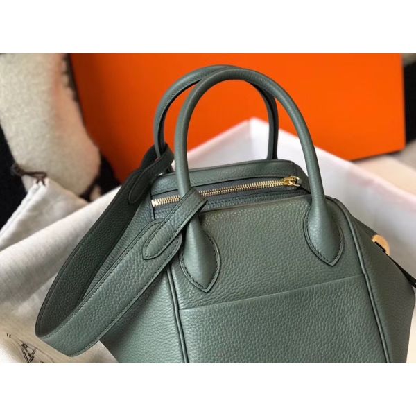 HERM Lindy 30cm Bag In Vert Amande Clemence Leather GHW