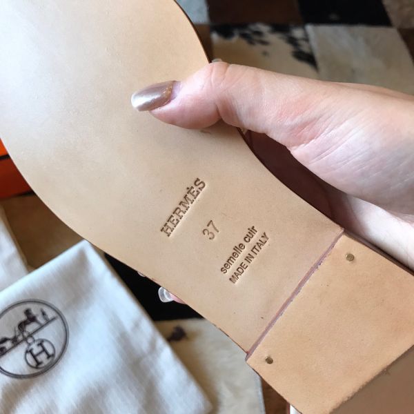 HERM Oran Slide Sandals In Beton Epsom Calfskin