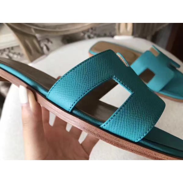 HERM Oran Sandals In Lagon Epsom Leather