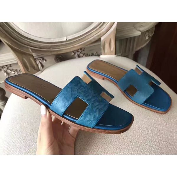 HERM Oran Sandals In Turquoise Epsom Leather