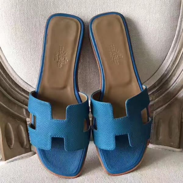 HERM Oran Sandals In Turquoise Epsom Leather