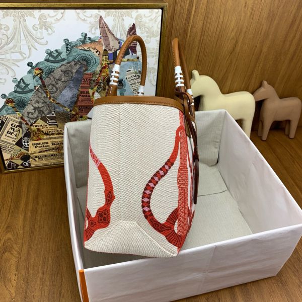 HERM Steeple 25 Bag in H Plume Canvas with Fantaisie d'Etriers