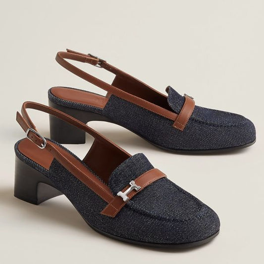 HERM Infinie 50 Slingback Pumps in Denim