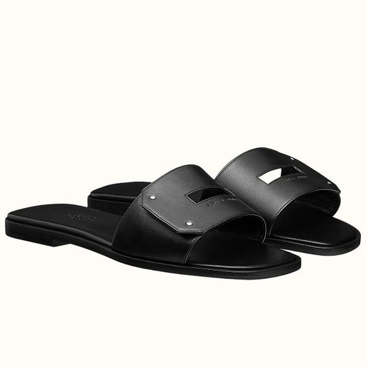 HERM View Sandals In Black Calfskin leather