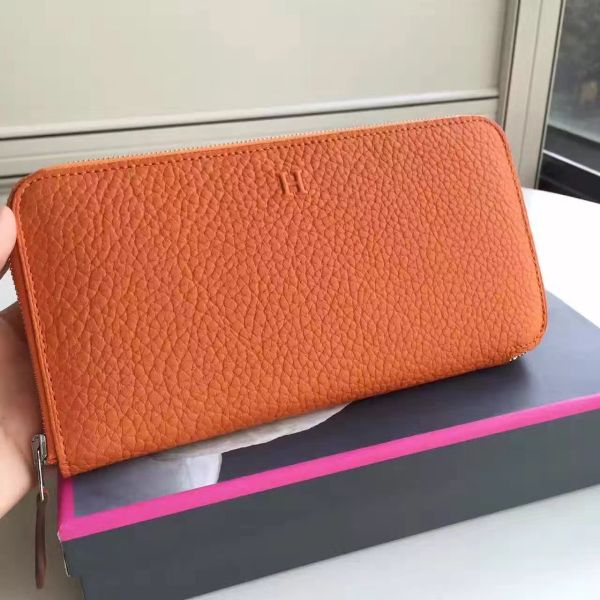 HERM Orange Clemence Azap Zipped Wallet