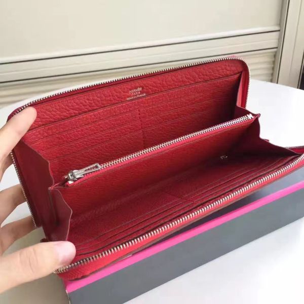HERM Red Clemence Azap Zipped Wallet