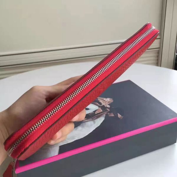 HERM Red Clemence Azap Zipped Wallet