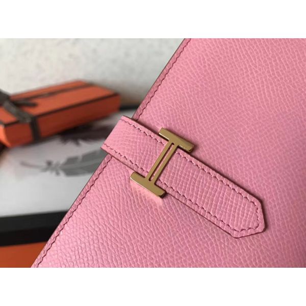 HERM Pink Epsom Bearn Gusset Wallet