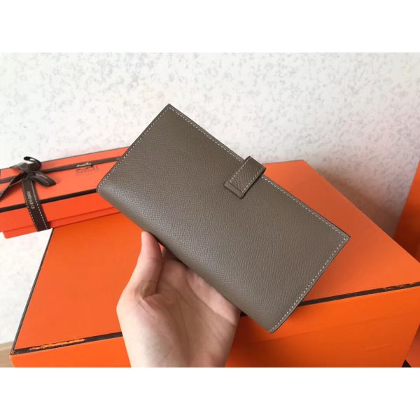 HERM Taupe Epsom Bearn Gusset Wallet