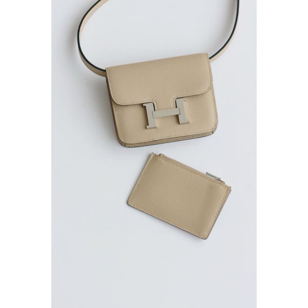 HERM Constance Slim Wallet in Tourterelle Epsom Calfskin