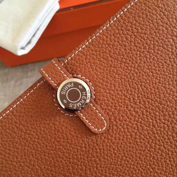 HERM Dogon Duo Wallet In Gold Clemence Leather