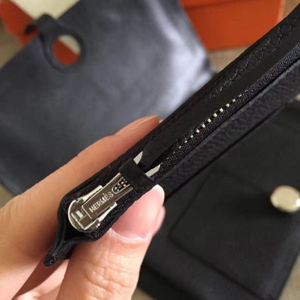 HERM Dogon Duo Wallet In Black Clemence Leather