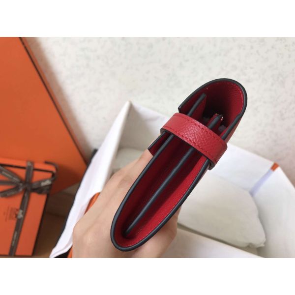 HERM Kelly Classic Long Wallet In Red Epsom Leather