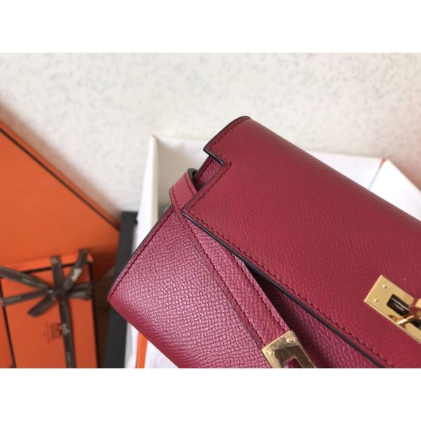 HERM Kelly Classic Long Wallet In Ruby Epsom Leather