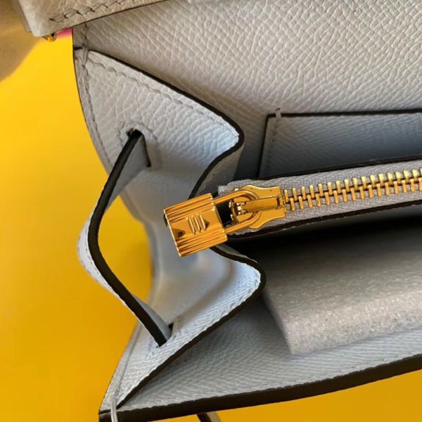 HERM Kelly Classique To Go Wallet In Blue Zephyr Epsom Calfskin