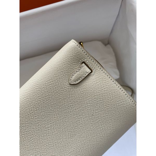 HERM Kelly Classique To Go Wallet in Craie Epsom Calfskin