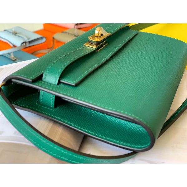 HERM Kelly Classique To Go Wallet In Malachite Epsom Calfskin
