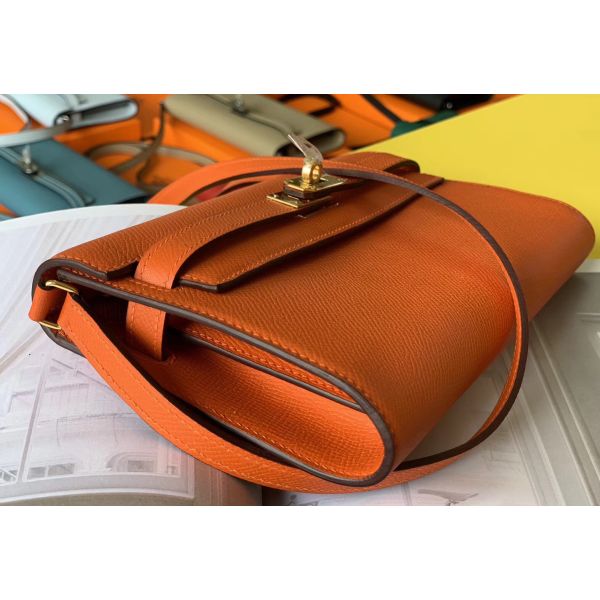 HERM Kelly Classique To Go Wallet In Orange Epsom Calfskin