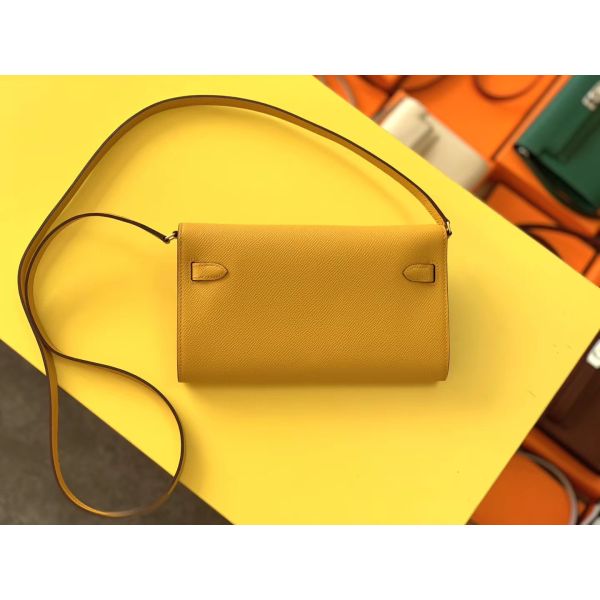 HERM Kelly Classique To Go Wallet In Yellow Epsom Calfskin