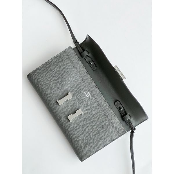 HERM Constance To Go Wallet in Gris Meyer Epsom Calfskin