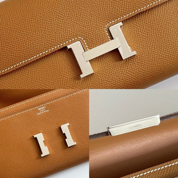 HERM Constance To Go Wallet in Gold Epsom Calfskin