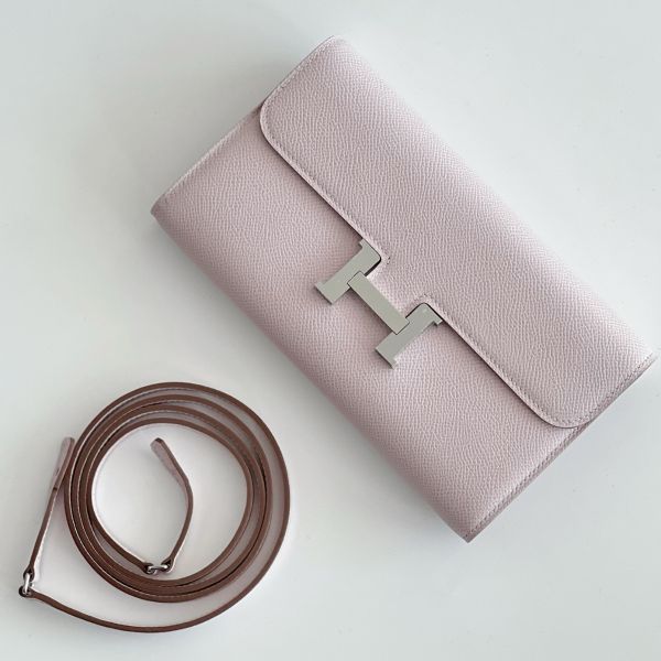 HERM Constance To Go Wallet in Mauve Pale Epsom Calfskin