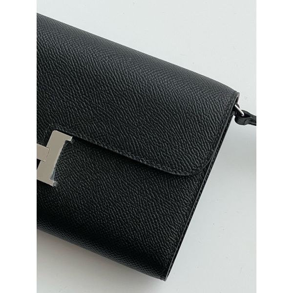 HERM Constance To Go Wallet in Black Epsom Calfskin