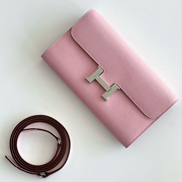 HERM Constance To Go Wallet in Pink Epsom Calfskin