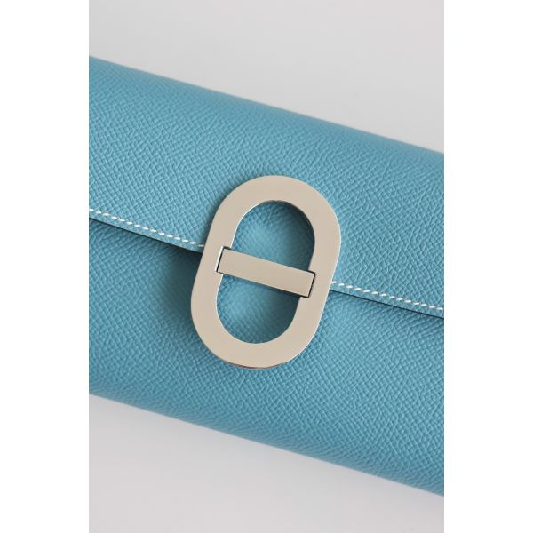 HERM Maillon To Go Wallet in Blue Jean Epsom Calfskin