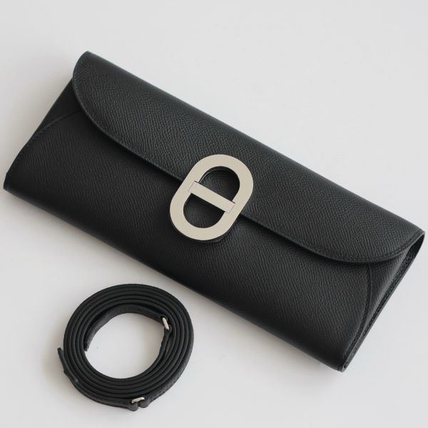 HERM Maillon To Go Wallet in Black Epsom Calfskin