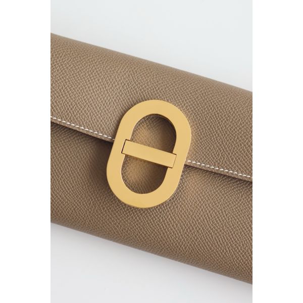 HERM Maillon To Go Wallet in Taupe Epsom Calfskin